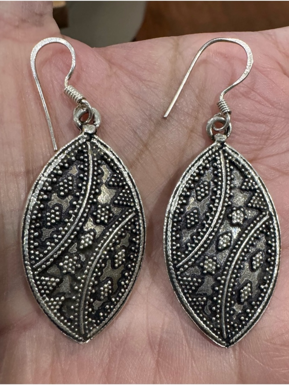 Vintage 925 Silver Tribal Earrings Rajasthan India 12g